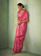 Glorious Designer Pink Color Kanjivaram Silk Saree With Weaving Work - Yomika Fashions