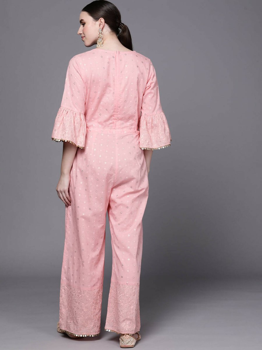 Ahalyaa Women Pink Printed Basic Jumpsuit - Distacart
