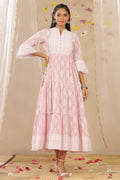 Juniper Womens Lavender Cambric Printed Tiered Dress With Flared Sleeve - Distacart