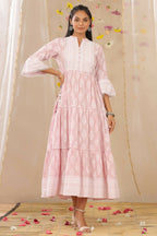 Juniper Womens Lavender Cambric Printed Tiered Dress With Flared Sleeve - Distacart