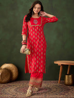 Sangria Printed Kurta With Palazzo