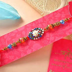 Floral Blue Rakhi N Coffee Biscotti Hamper - Distacart