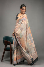 Orange Georgette Designer Printed Party Wear Saree - Cinderella