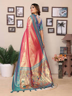 Aastha Fashion Pink Tissue Silk Weaving Saree - Distacart