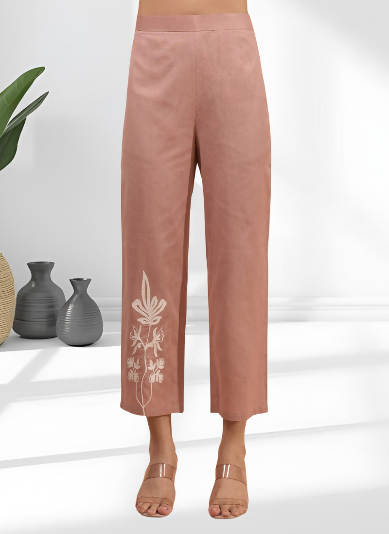 Joban Fashion Powder Pink Cotton, Linen Embroidered Readymade Cord Set - Distacart