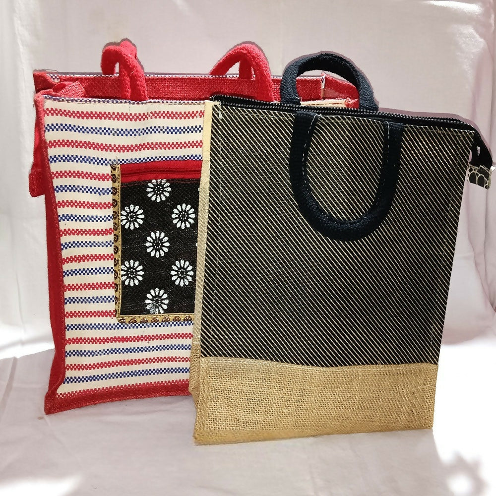 Jute Ladies Fashion Bags Combo - Big & Small