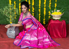 Jyoti Fashion Women's Pink Soft Handloom Silk Zari Woven Saree with Blouse