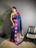 Joban Fashion Royal Blue Small Butti Soft Silk Banarasi Saree - Distacart