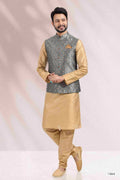 Raivat Ethnic Jacquard Banarasi Silk Woven Work 3 Pics Jacket Set In Grey Colour - Distacart