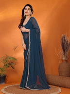 Designer Partywear Rama Georgette Fancy Saree - Durga