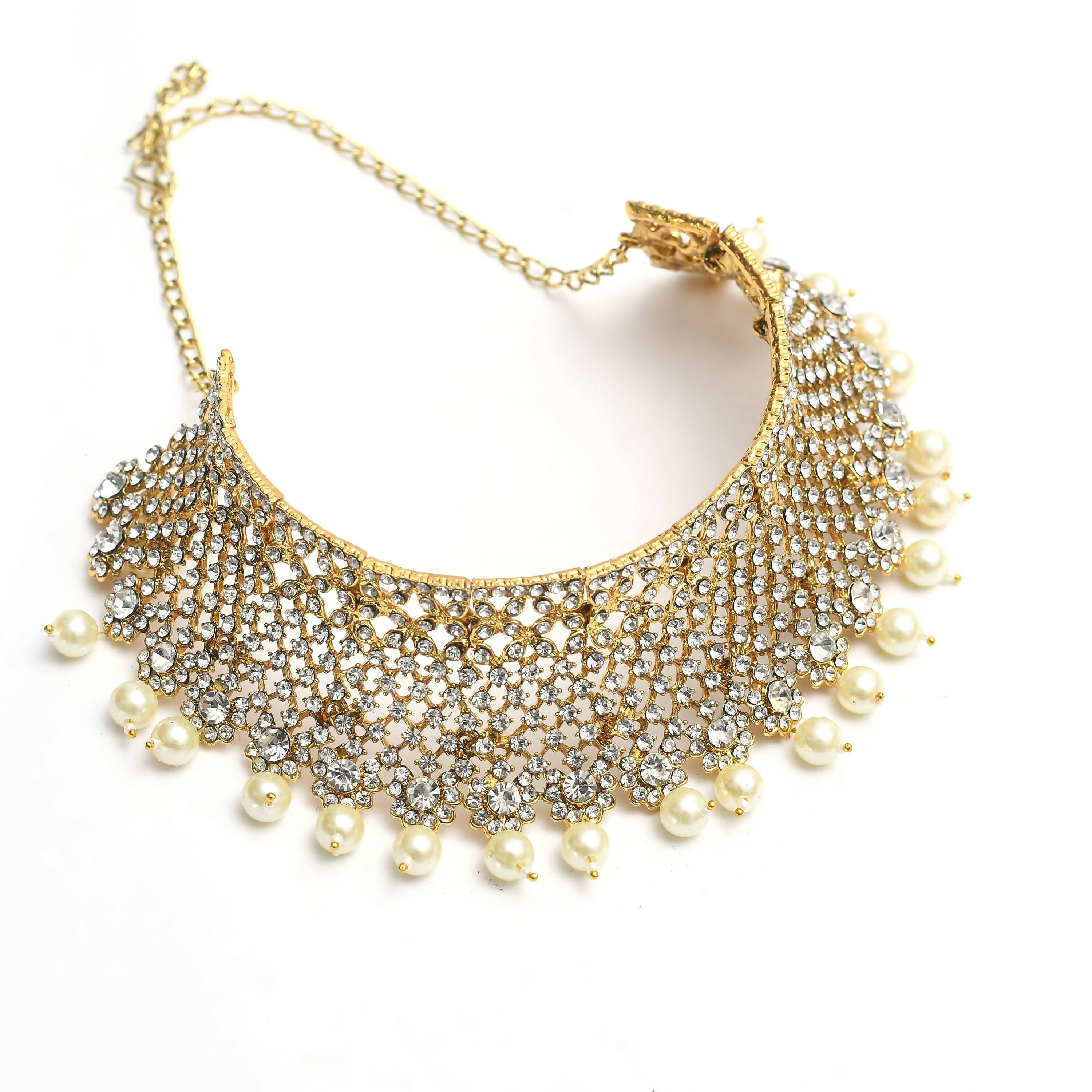 Mominos Fashion Johar Kamal Traditional Rajwadi Design Heavy Golden Necklace Set - Distacart