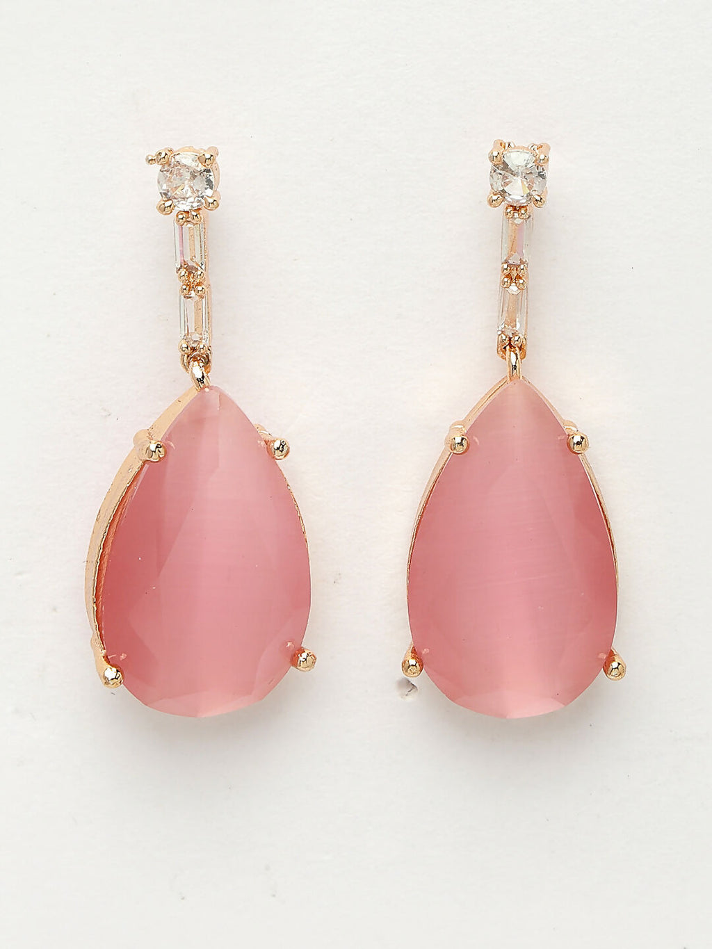 NVR Women's Rose Gold Artificial Stones Studded Handcrafted Jewellery Set