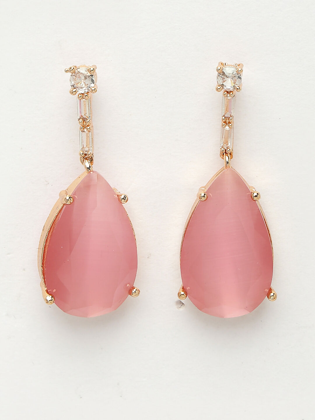 NVR Women's Rose Gold Artificial Stones Studded Handcrafted Jewellery Set