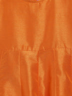 Ahalyaa Orange Poly Silk Anarkali Kids Kurta With Dupatta Set For Girls
