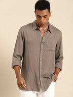 Grey Men Rayon Classic Opaque Casual Shirt - Mahotsav