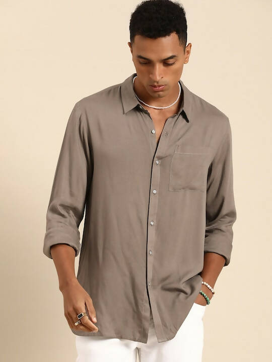 Grey Men Rayon Classic Opaque Casual Shirt - Mahotsav