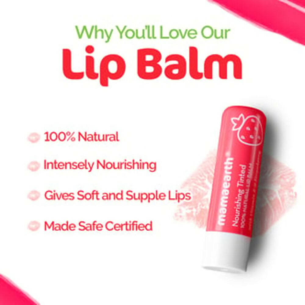 Mamaearth Nourishing Tinted 100% Natural Lip Balm With Vitamin E & Strawberry - Distacart