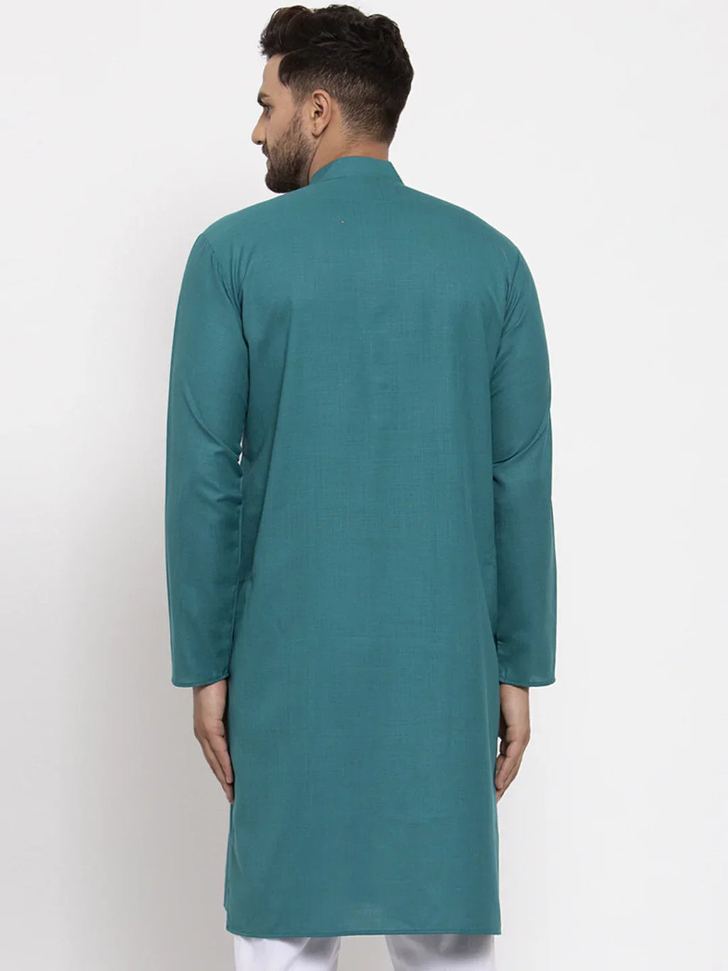 Jompers Men's Green & White Solid Kurta Only