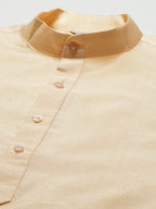 Jompers Men's Golden Dupion Silk Kurta with Churidar & Nehru Jacket ( Blue ) - Distacart
