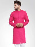 Jompers Men's Pink & White Solid Kurta Only