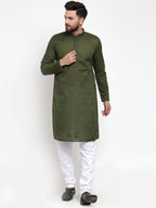 Jompers Men Olive Green Chikan Kurta Only - Distacart