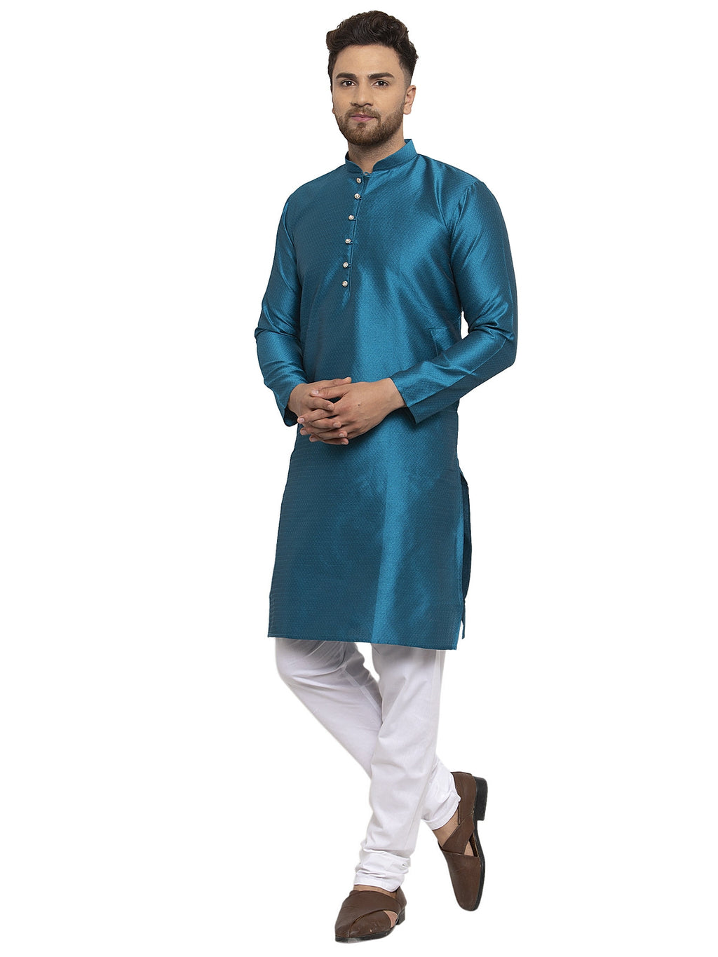 Jompers Men's Peacock Jacquard Kurta Payjama Sets