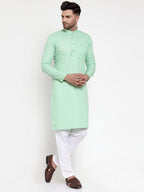 Jompers Men Green & White Solid Kurta Only - Distacart