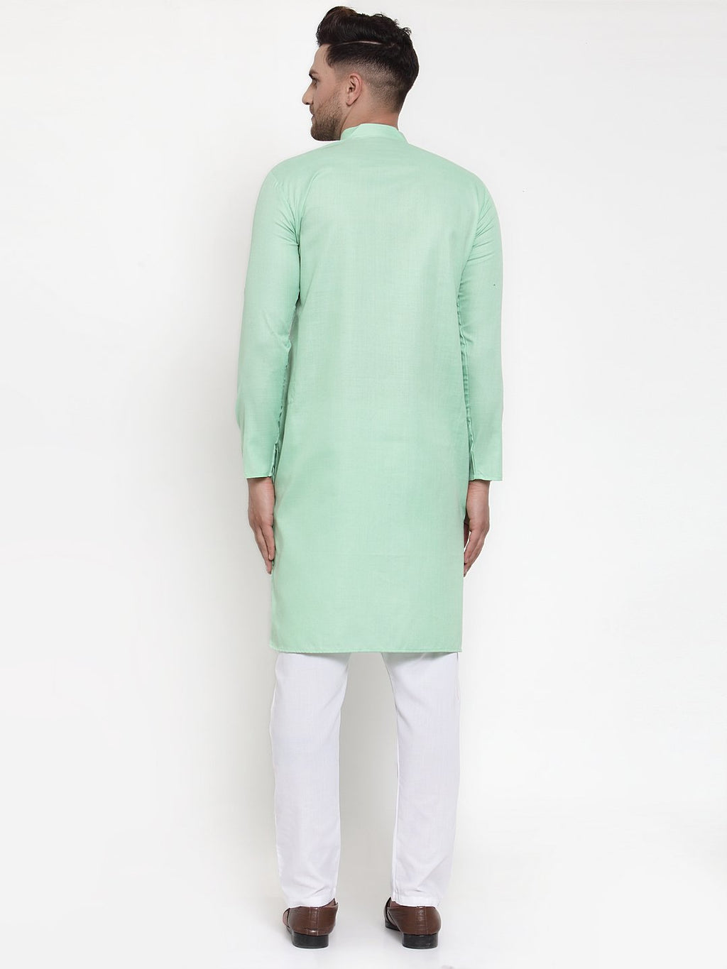 Jompers Men Green & White Solid Kurta Only - Distacart