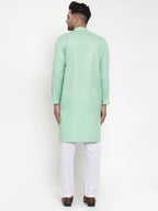 Jompers Men Green & White Solid Kurta Only - Distacart