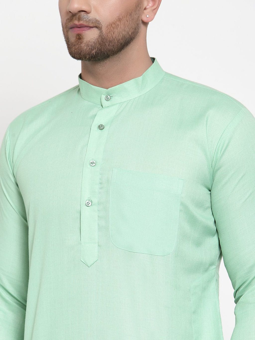 Jompers Men Green & White Solid Kurta Only - Distacart