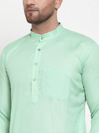 Jompers Men Green & White Solid Kurta Only - Distacart