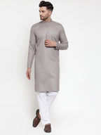 Jompers Men Grey & White Solid Kurta Only - Distacart
