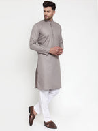 Jompers Men Grey & White Solid Kurta Only - Distacart