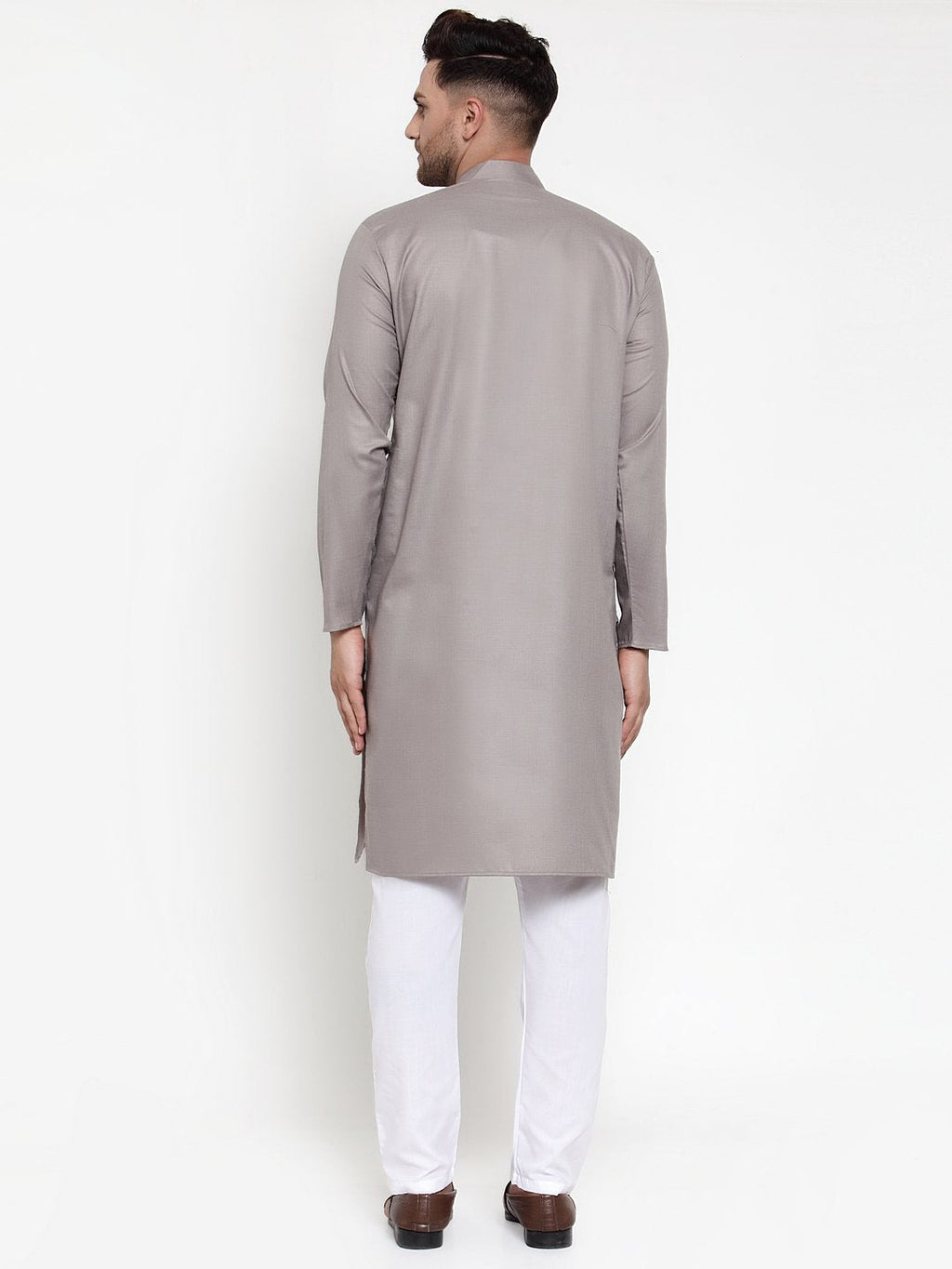 Jompers Men Grey & White Solid Kurta Only - Distacart