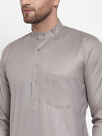 Jompers Men Grey & White Solid Kurta with Churidar - Distacart