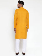 Jompers Men Mustard Yellow & White Solid Kurta Only - Distacart