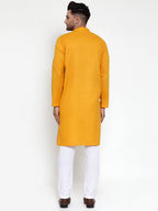 Jompers Men Mustard Yellow & White Solid Kurta with Churidar - Distacart