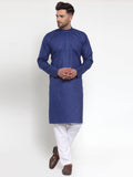 Jompers Men Royal-Blue & White Solid Kurta with Churidar - Distacart