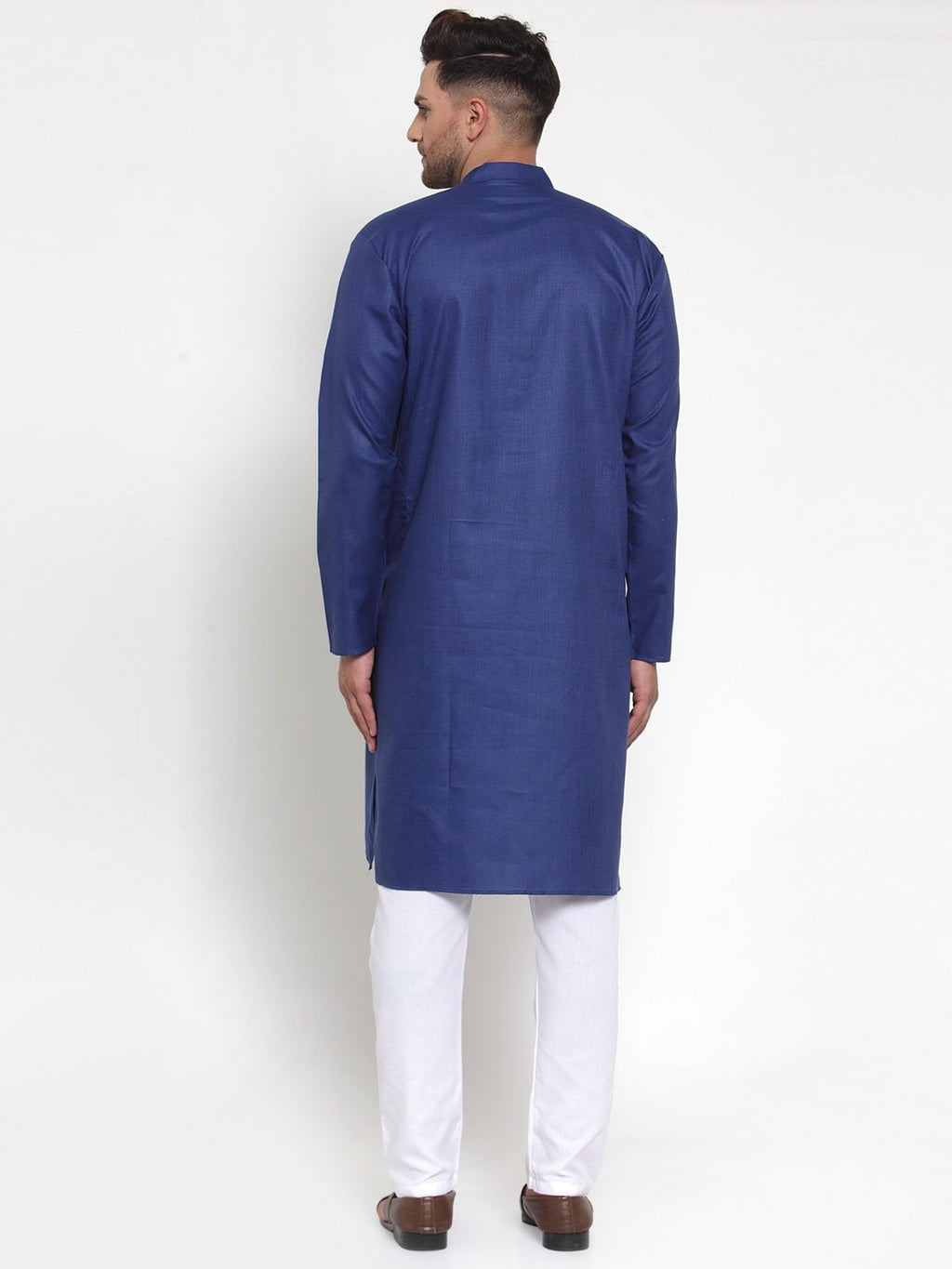 Jompers Men Royal-Blue & White Solid Kurta Only - Distacart