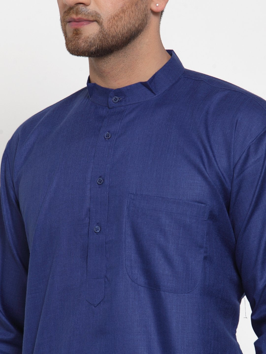 Jompers Men Royal-Blue & White Solid Kurta Only - Distacart