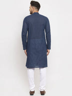 Jompers Men Blue Cotton Printed Kurta Only - Distacart