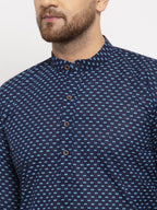 Jompers Men Blue Cotton Printed Kurta Only - Distacart