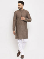 Jompers Men Grey Cotton Printed Kurta Only - Distacart