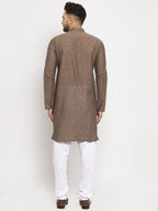 Jompers Men Grey Cotton Printed Kurta Only - Distacart