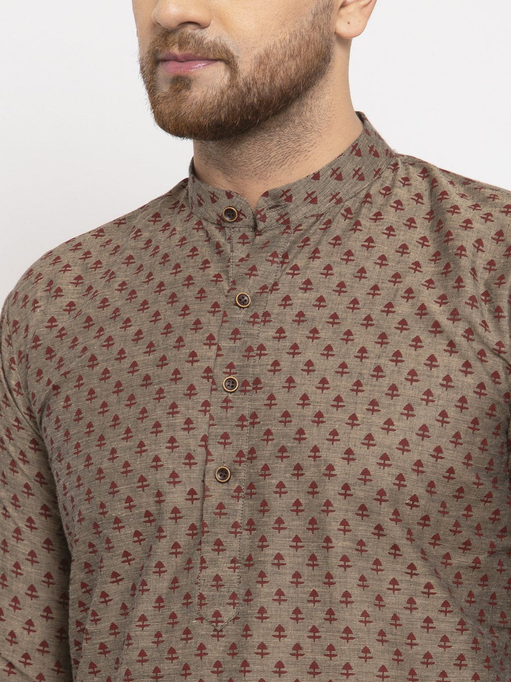 Jompers Men Grey Cotton Printed Kurta Only - Distacart
