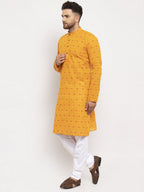 Jompers Men Yellow & White Cotton Printed Kurta with Pyjamas - Distacart