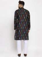 Jompers Men Black Woven Design Ikkat Straight Kurta Only - Distacart