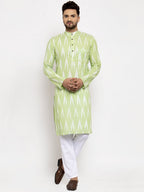 Jompers Men Lime Green Woven Design Ikkat Straight Kurta Only - Distacart