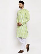 Jompers Men Lime Green Woven Design Ikkat Straight Kurta Only - Distacart