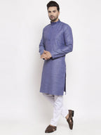 Jompers Men Blue Embroidered Kurta Only - Distacart